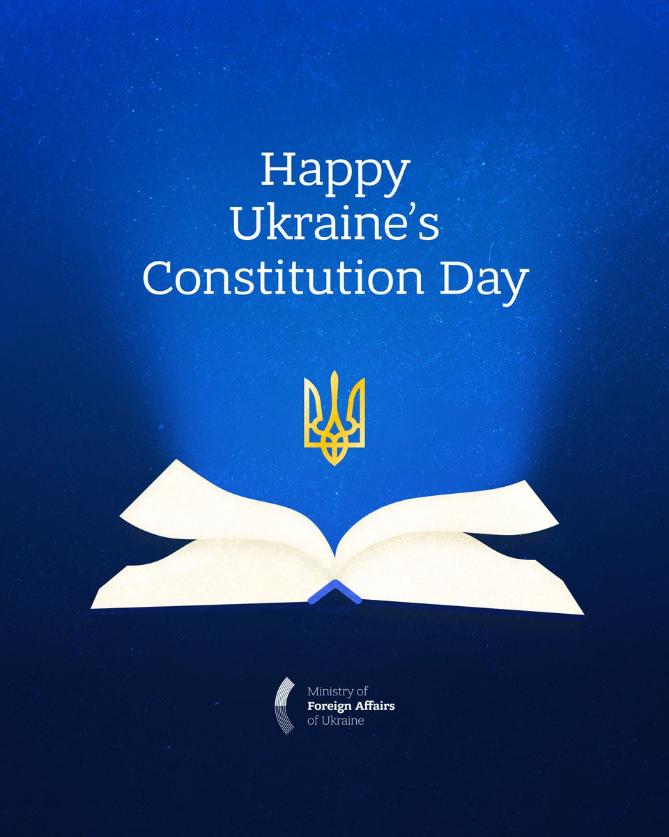 Today, as Ukraine celebrates Constitution Day, we honor the foundation of our statehood, democracy, and the rights and freedoms of every citizen.

Our Constitution is the result of the struggle and aspirations of many generations who devoted their lives to building a strong and