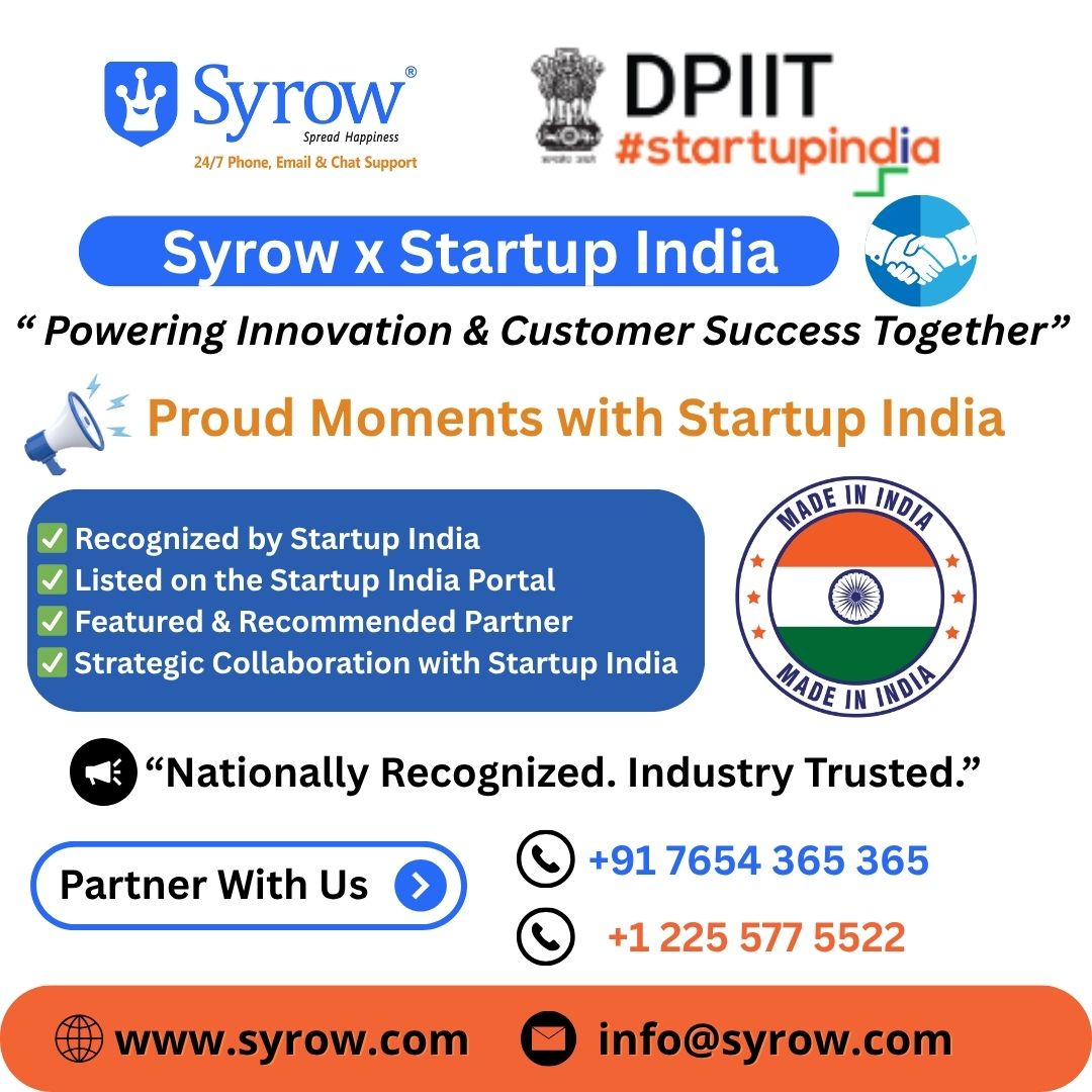 TheSyrow's tweet image. Syrow x Startup India = Innovation + Recognition!
✅ Listed on the Startup India Portal
✅ Recommended Partner
✅ Strategically Collaborating for Tech Growth
syrow.com
#StartupIndia #SyrowAI #AIChatSupport #RecognizedStartup #CustomerService