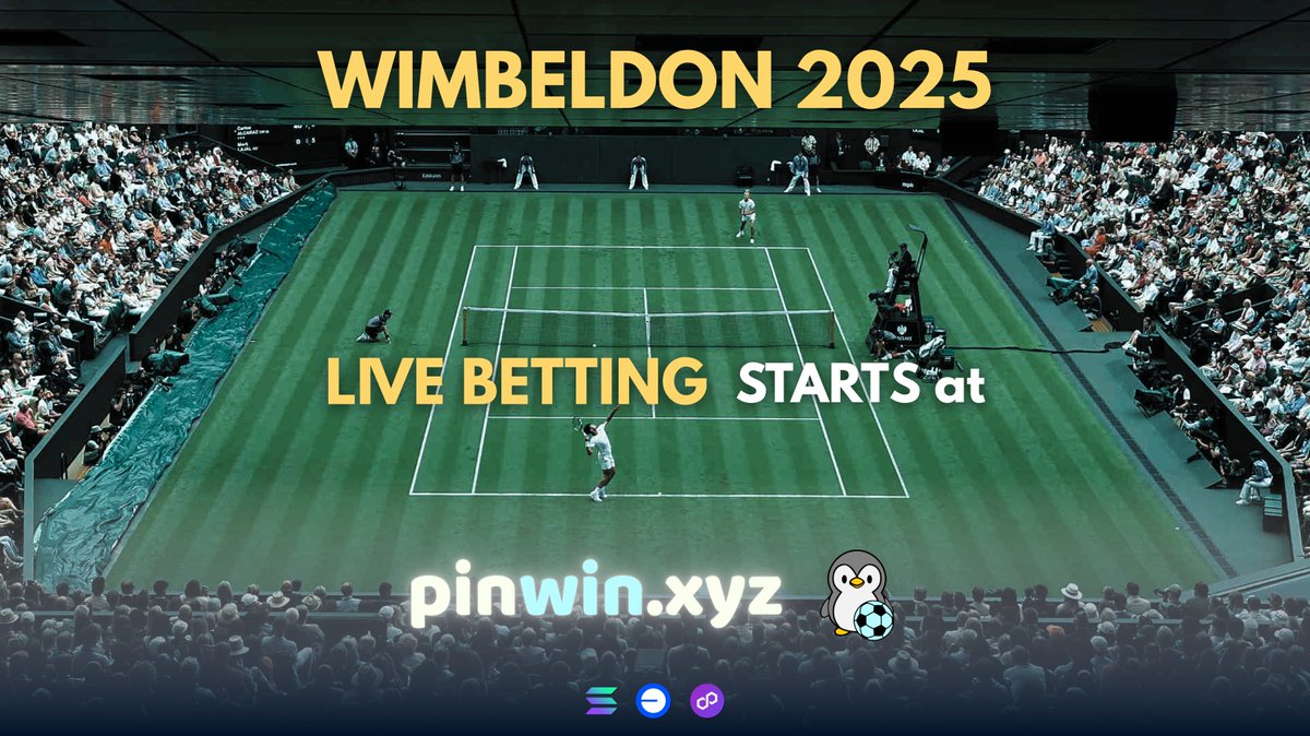 WIMBELDON 2025 starts TOMORROW! 🎾

Two weeks of grass court action at the All England Club 
✅ Live betting on every match 
✅ In-play markets 
✅ Crypto payments

Game, set, match at PinWin 🐧 #Wimbledon2025 #LiveBetting