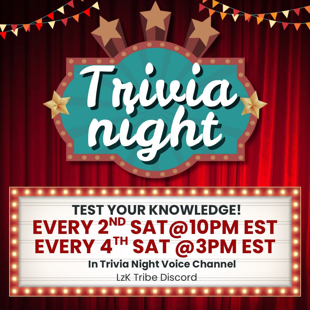 Trivia night Saturday at 3p EST discord.gg/2fFWypFW?event…