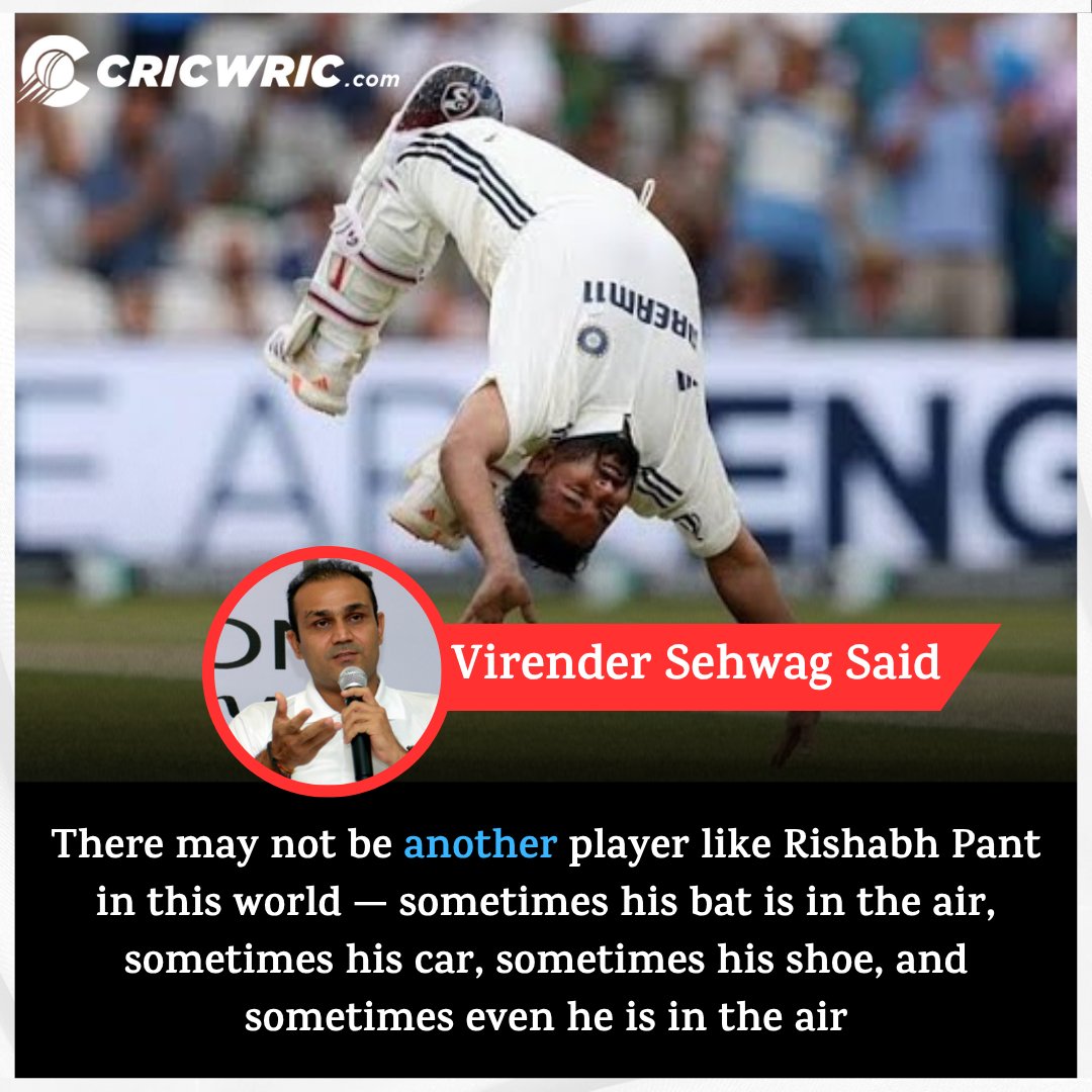 CricWric's tweet image. 🔥 Love him or troll him — what’s your take? SHARE below!

#VirenderSehwag #PantStyle #UnpredictablePant #RishabhPant