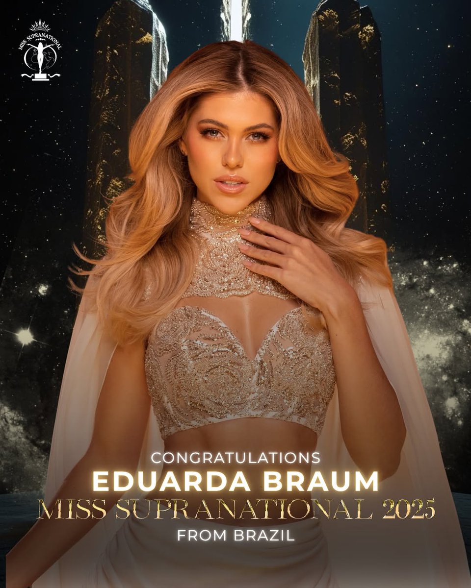 Miss Diva (@missdivaorg) on Twitter photo Congratulations to Miss Brazil 🇧🇷 <a href="/eduardabraum/">Eduarda Braum</a> on winning the title of Miss Supranational 2025 for your country! ✨
May you have a blessed reign & May you aspire to inspire people through it! 🤍
#EduardaBraum #MissSupranational2025 #MissBrazil #Brazil #MissSupranational Congratulations to Miss Brazil 🇧🇷 <a href="/eduardabraum/">Eduarda Braum</a> on winning the title of Miss Supranational 2025 for your country! ✨
May you have a blessed reign & May you aspire to inspire people through it! 🤍
#EduardaBraum #MissSupranational2025 #MissBrazil #Brazil #MissSupranational