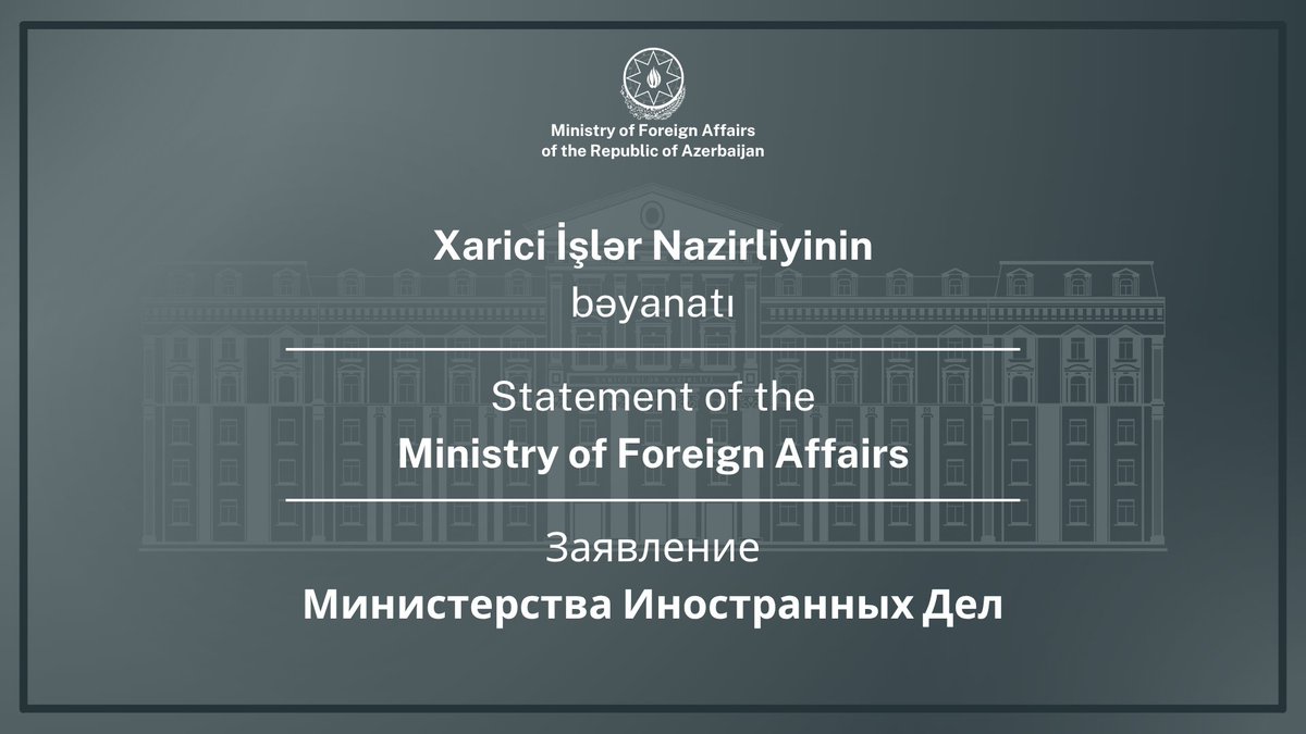 Rusiya Federasiyasının Yekaterinburq şəhərində azərbaycanlılara qarşı hücumlar ilə bağlı bəyanat

mfa.gov.az/az/news/no28025
-
Statement on the attacks against Azerbaijanis in Yekaterinburg, Russian Federation

mfa.gov.az/en/news/no28025
-
Заявление в связи с нападениями на