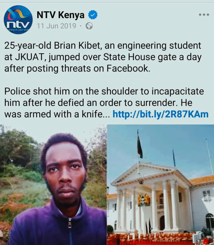 He jumped State House fence with a knife. Police shot him in the shoulder, didn’t kill him.

Not a police post, but State House. That’s how properly trained security handles threats.

Now Murkomen says “shoot to kill” innocent Kenyans.

#SiriNiNumbers
#FreeNdianguiKinyagia
