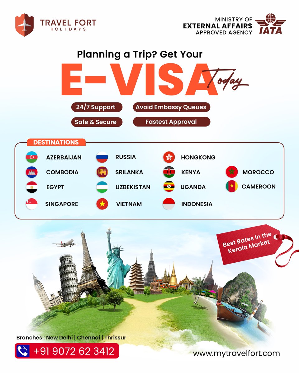 travelfortvisa's tweet image. ✈️ Get Your E-VISA in Just a Few Clicks!
Travel hassle-free to top destinations like Singapore, Russia, Egypt, Vietnam, and more.
✅ 24/7 Support | ✅ No Embassy Visit | ✅ Fastest Approval
#evisa #evisaservices #fastvisa #easyvisa #evisaservices