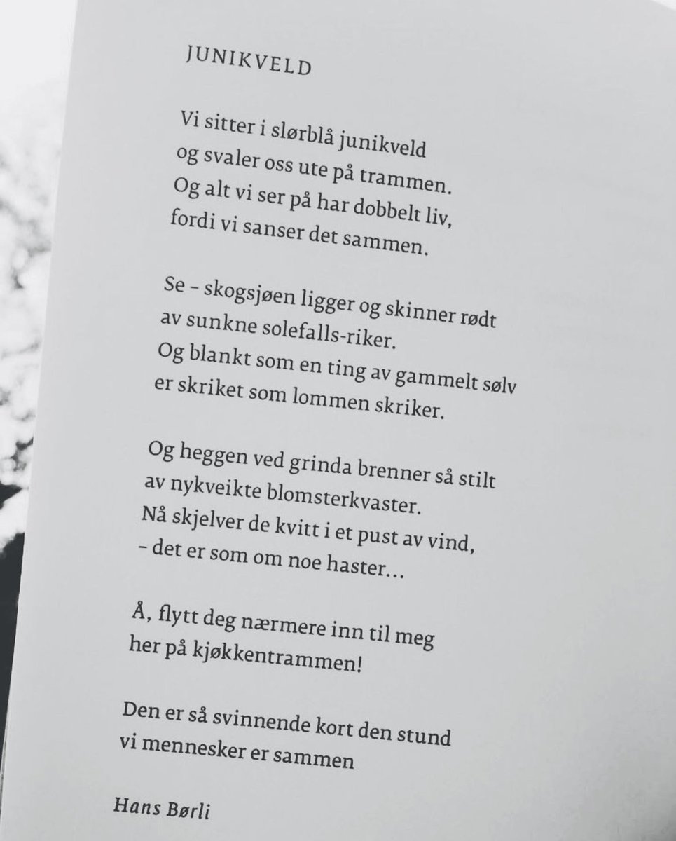 Å, flytt deg nærmere inn til meg 
her på kjøkkentrammen! 

Den er så svinnende kort den stund
vi mennesker er sammen✨

#styrkepoesi #lyrikklørdag
#HansBørli🌸