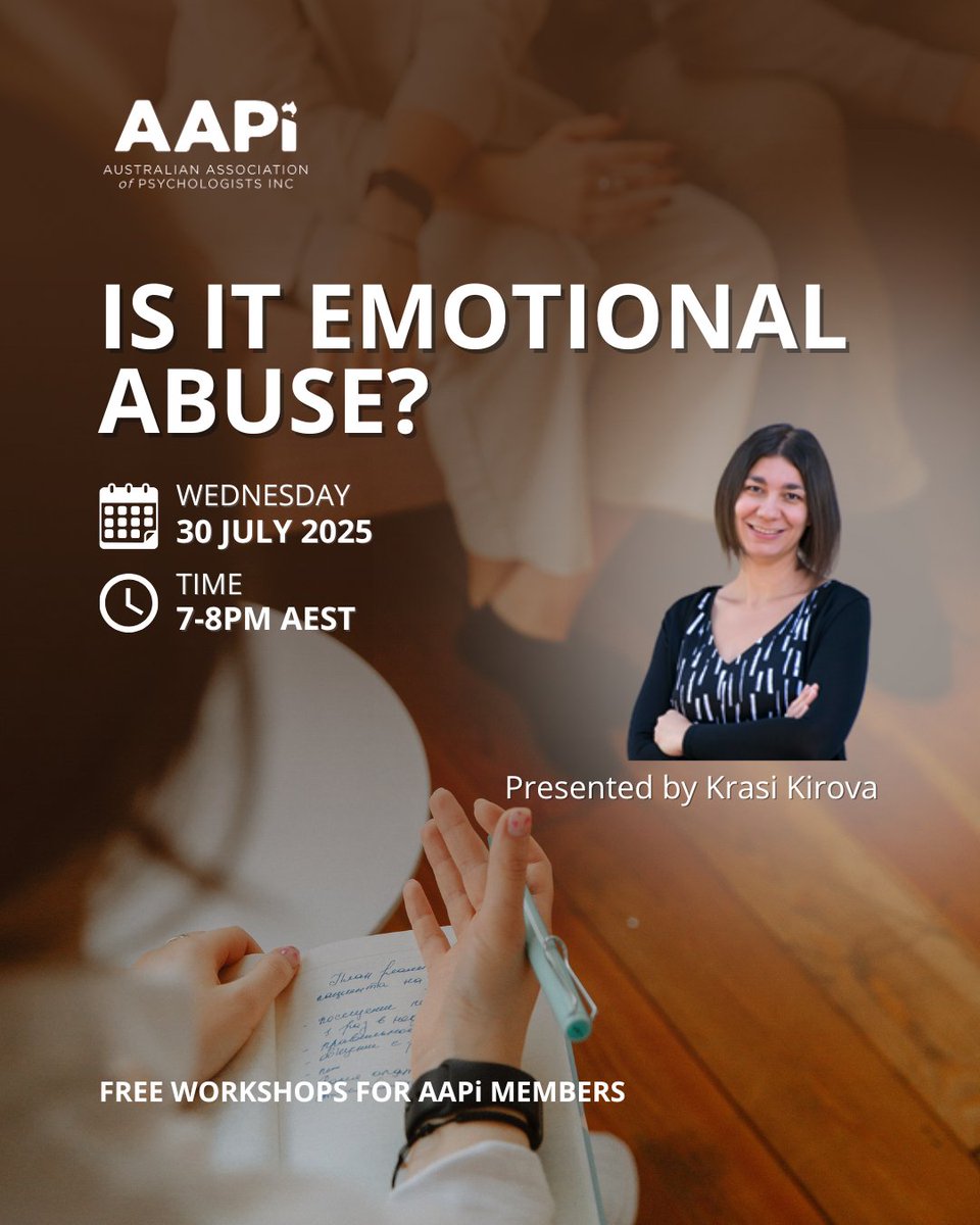 This presentation will provide psychologists with the tools to identify the patterns and dynamics of emotional abuse and to support clients with clarity and care. 

Learn more or register here: ow.ly/6KCU50W8Oom