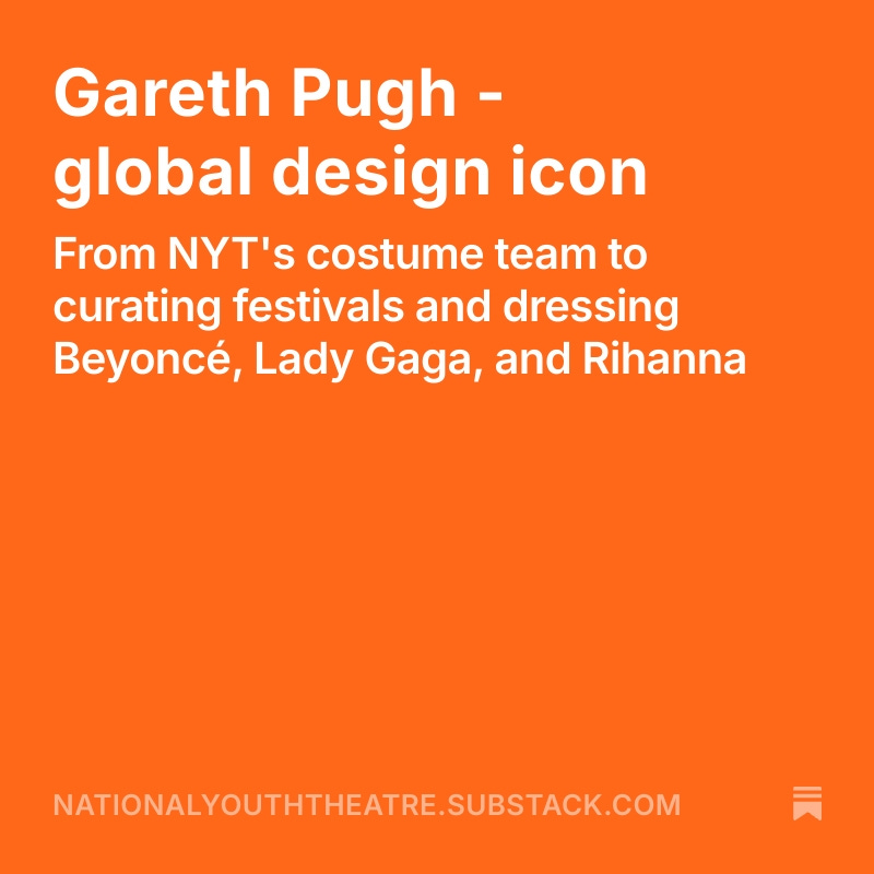 “Being given such a responsibility at a young age really solidified in my head what I wanted to do in the future. It was a really formative part of my upbringing.”

Follow in the footsteps of global design icon Gareth Pugh and sign up for a costume course
open.substack.com/pub/nationalyo…