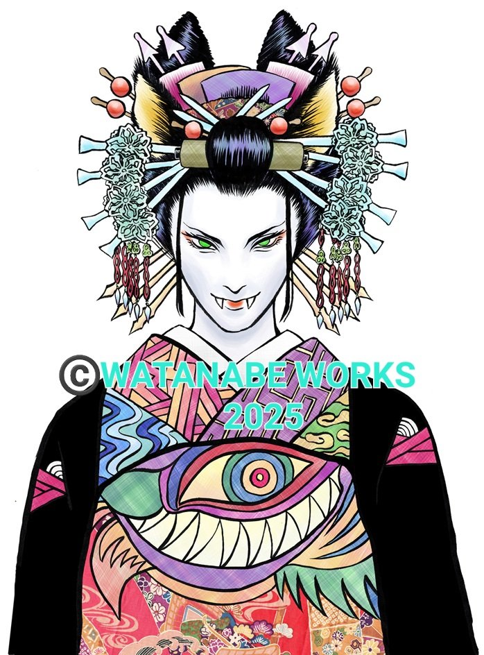 point6G's tweet image. デザフェス出展します。

出展日：両日  7/5(土)-6(日)
出展名：
ワタナベワークス&amp;amp;たこむし
ブース：南1階  H-265

花魁九尾の狐や外道丸、カッパくんなど、くじ引きシールで引き当てて下さいね～
焼き描いた木札もあります。

ワナベワークス→ @point6G

#デザフェス61リポスト
@designfest