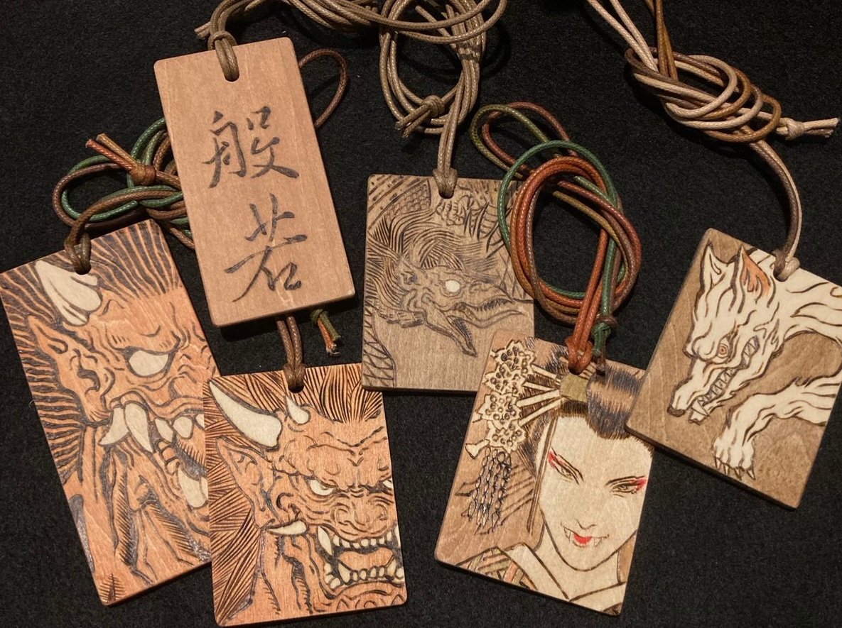 point6G's tweet image. デザフェス出展します。

出展日：両日  7/5(土)-6(日)
出展名：
ワタナベワークス&amp;amp;たこむし
ブース：南1階  H-265

花魁九尾の狐や外道丸、カッパくんなど、くじ引きシールで引き当てて下さいね～
焼き描いた木札もあります。

ワナベワークス→ @point6G

#デザフェス61リポスト
@designfest