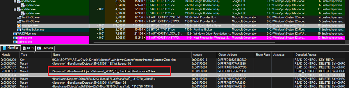 Engacker's tweet image. WinTip: Windows Media Player checking for a Mutex for running one process instance and if you open this mutex, the program won&apos;t run. JUST TRY IT
    if(!::CreateMutex(nullptr, FALSE, L&quot;\Microsoft_WMP_70_CheckForOtherInstanceMutex&quot;))
        return Error(&quot;cannot Create Mutex!!&quot;);