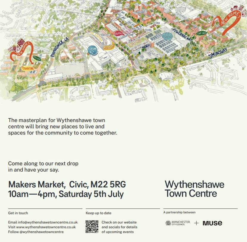 Come along and have your say on our exciting plans for Wythenshawe Civic with <a href="/ManCityCouncil/">Manchester City Council</a> and Muse on Saturday 5th July between 10am-4pm at Makers Market in the Civic. 

Also, you can fill out the survey and questionnaire below to share your views.

wythenshawetowncentre.co.uk/have-your-say