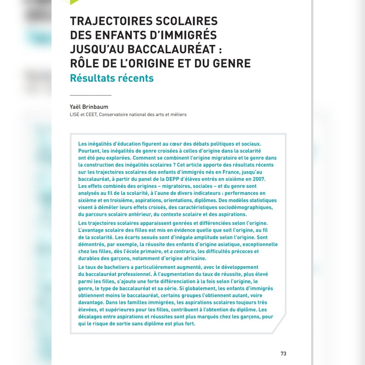 Tajmaat_Service's tweet image. Rebonjour Céline,

Une fois de plus, vous illustrez parfaitement votre malhonnêteté intellectuelle.

L’extrait que vous publiez provient d’un échantillon de 2007, issu d’une étude sur les inégalités scolaires. [1]

En tronquant le graphique, on peut évidemment faire dire ce que…