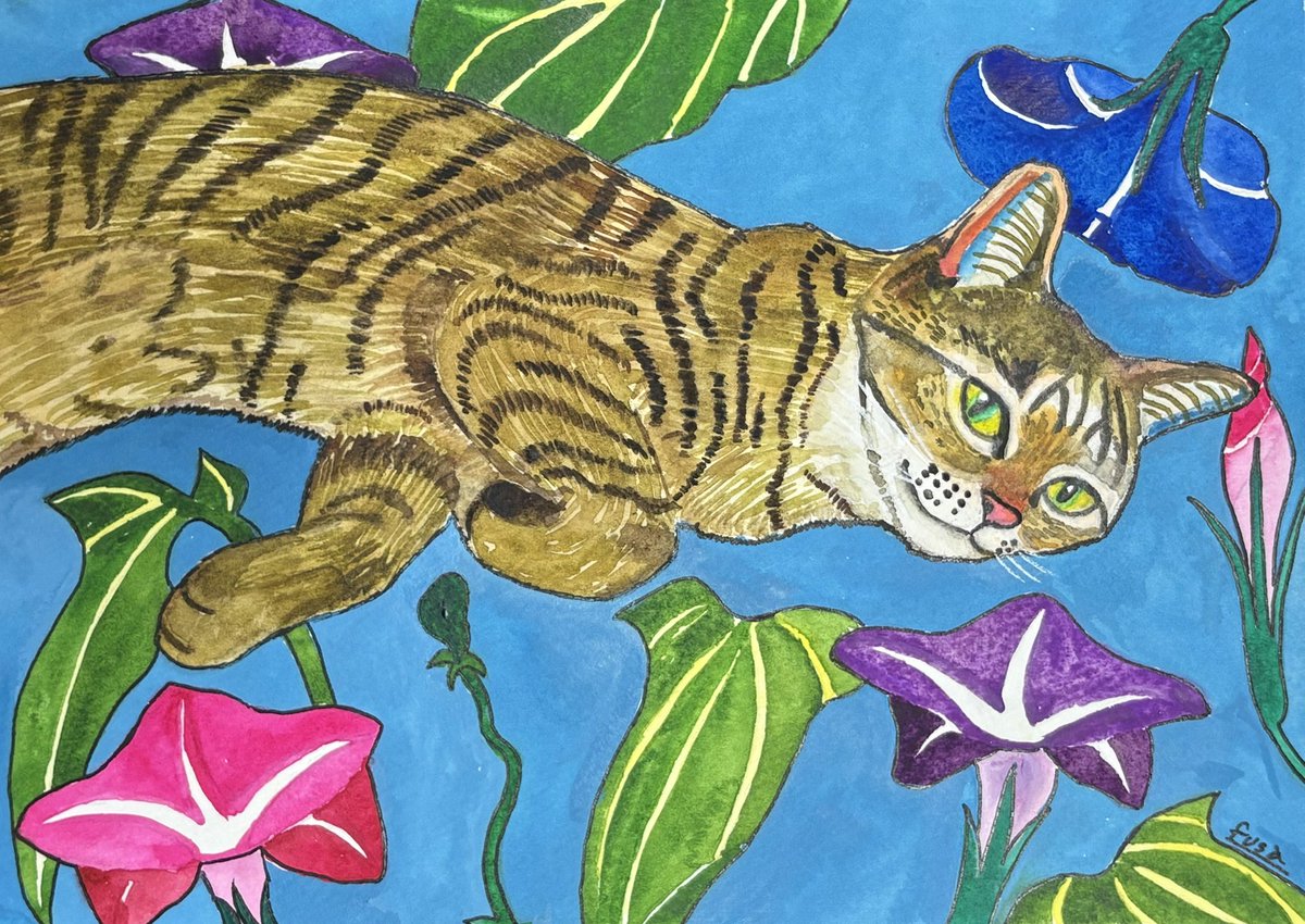 puputaro7's tweet image. なごんでいる猫ちゃんを描きました