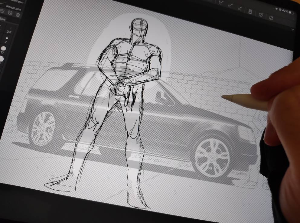marcofodera's tweet image. #comics potevo ricalcare una foto della macchina, ma sono un po' sciocchino, e me la son disegnata a mano, tra l'altro, in una angolazione "inedita", cioè, senza usare la foto precisa. Non imitatemi, fatevi furbi, ricalcate a tutto spiano, se volete fare soldi facili.
