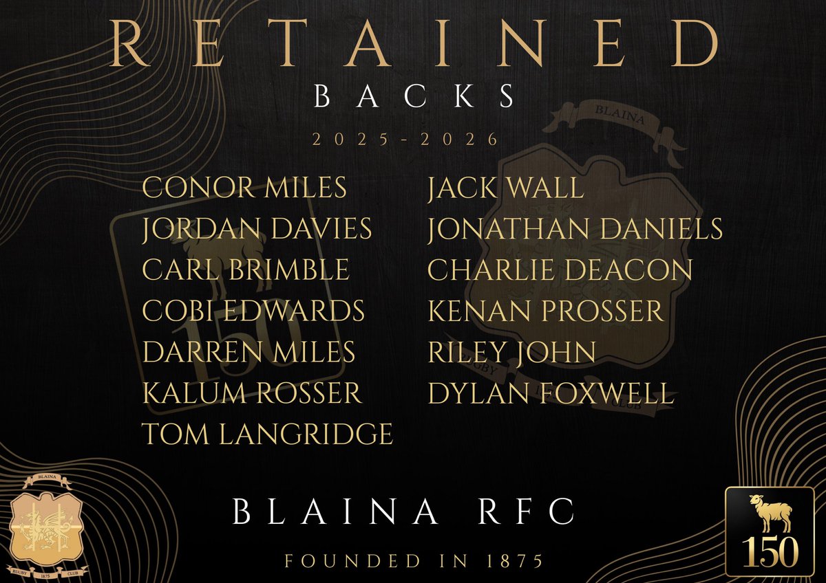 🐑 𝐁𝐥𝐚𝐢𝐧𝐚 𝐑𝐅𝐂 𝐑𝐞𝐭𝐚𝐢𝐧𝐞𝐝 𝐒𝐪𝐮𝐚𝐝 𝐀𝐧𝐧𝐨𝐮𝐧𝐜𝐞𝐦𝐞𝐧𝐭 🐑

The Club Committee and Coaching Team are over the moon to confirm our retained list for the 2025-2026 season! 

#BlainaRfc #Lambs #150