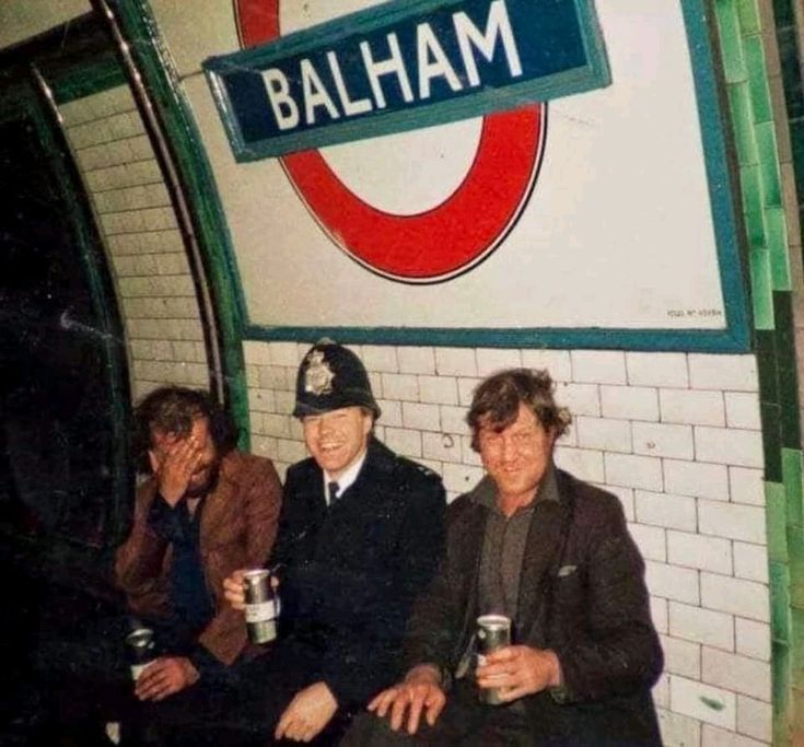 Back in the days when you could quench your thirst with a can of special brew on the tubes. Not sure the copper  was drinking legally, (of course not) but there was no social media to split on him! Happy Times in Balham, South West London.