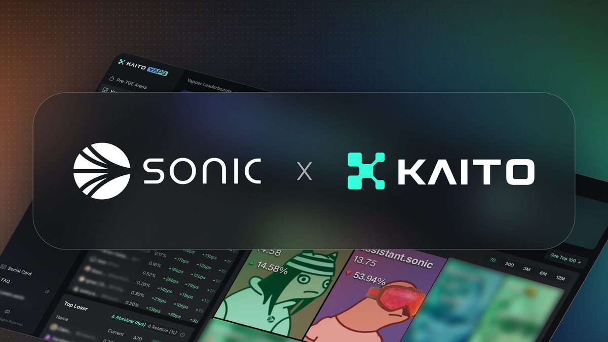 Why Sonic + Kaito is a duo worth watching right now 👀

I’ve been bullish on Sonic from the start.
I’ve been bullish on Kaito too.
Now they’re joining forces. 

✅ What’s happening?

For Season 2 of the $S airdrop, Sonic is using the Kaito Yapper Leaderboard.

Your quality