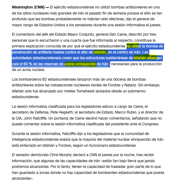 will_pulido's tweet photo. 💣 🇮🇷 "EEUU no usó bombas antibúnkeres en uno de los sitios nucleares de Irán, dice un alto general a los legisladores, citando la profundidad del objetivo".

🔴 El #uranio enriquecido estaria #intacto y probablemente siendo manipulado con libertad.

https://t.co/PCZKtMtbNY https://t.co/N4BGbtKDTl
