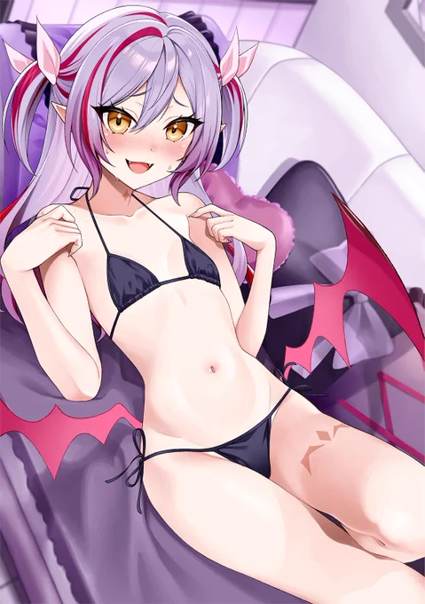 自称お姉さんキャラを実践して見せるみるか()と、配信に下半身は映らないのでズボラにぱんつでいるところがシモベ君にバレて焦るみるかと、マイクロビキのみるか #みるか絵 #夜羽月みるかマイクロビキニ部