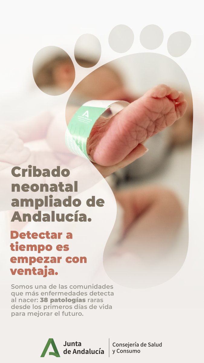 IAVANTE FPS (@iavante_fps) on Twitter photo En el #DíaMundialCribadoNeonatal <a href="/saludand/">Consejería de Salud y Consumo</a> recuerda que en 2025 Andalucía alcanzará la detección de 38 enfermedades congénitas en recién nacidos, gracias a la ampliación de su programa de cribado #PruebaTalónAndalucía #PrevenirParaCuidar lajunta.es/5qq2v En el #DíaMundialCribadoNeonatal <a href="/saludand/">Consejería de Salud y Consumo</a> recuerda que en 2025 Andalucía alcanzará la detección de 38 enfermedades congénitas en recién nacidos, gracias a la ampliación de su programa de cribado #PruebaTalónAndalucía #PrevenirParaCuidar lajunta.es/5qq2v