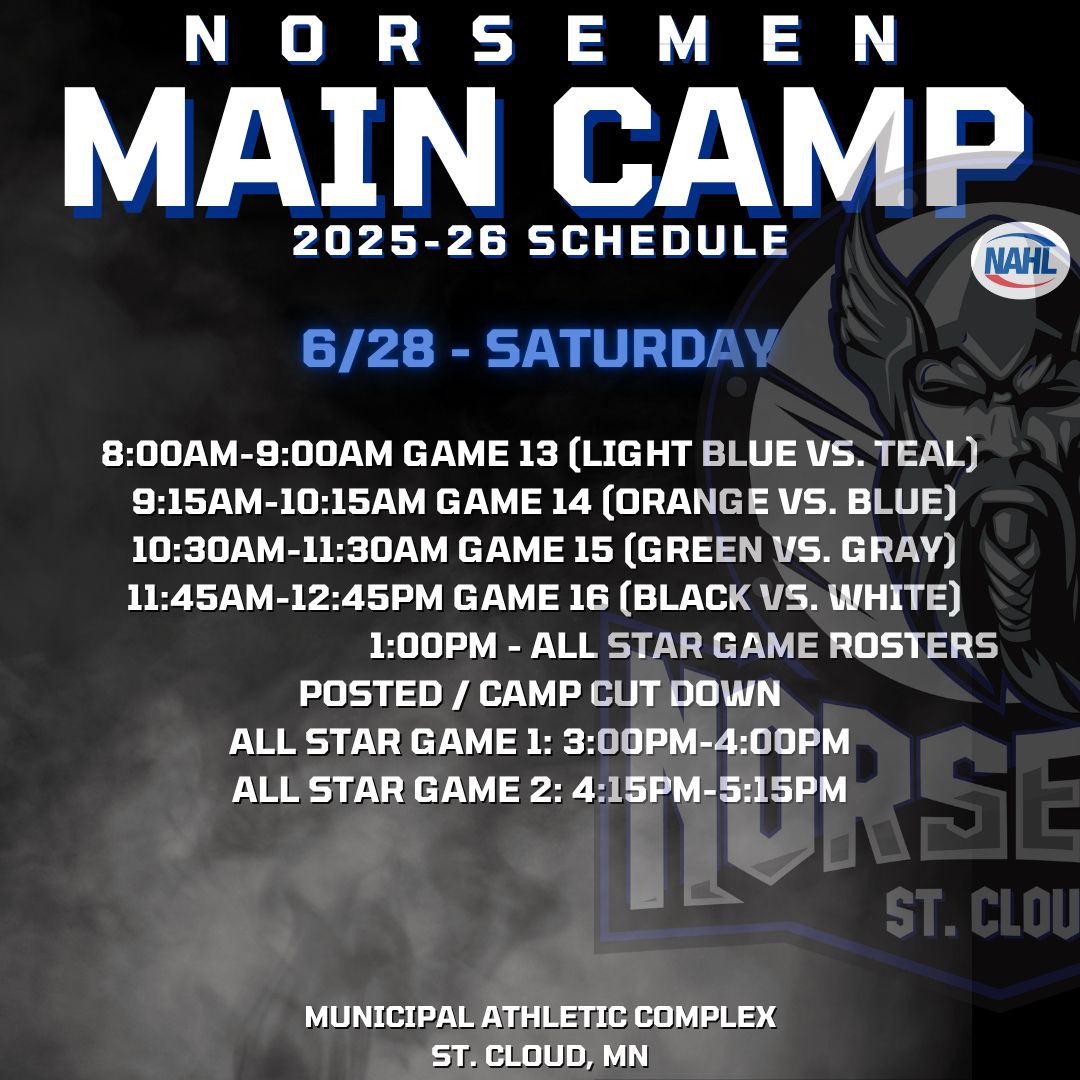 MAIN CAMP DAY THREE!! 

 #wethenorse #nahlhockey #norsemen #norsemenhockey #stcloudnorsemen