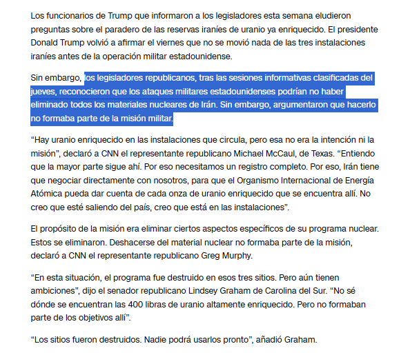 will_pulido's tweet photo. 💣 🇮🇷 "EEUU no usó bombas antibúnkeres en uno de los sitios nucleares de Irán, dice un alto general a los legisladores, citando la profundidad del objetivo".

🔴 El #uranio enriquecido estaria #intacto y probablemente siendo manipulado con libertad.

https://t.co/PCZKtMtbNY https://t.co/N4BGbtKDTl