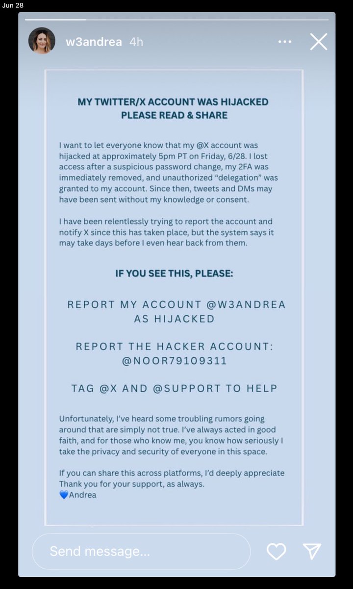 Charizard69 (@humbertcrypto) on Twitter photo From <a href="/w3Andrea/">Andrea 🍓 Berry</a>
Please report, and do not click any links!
Stay safe everyone. Hackers will only get better at this.
Share and repost! 🙏 From <a href="/w3Andrea/">Andrea 🍓 Berry</a>
Please report, and do not click any links!
Stay safe everyone. Hackers will only get better at this.
Share and repost! 🙏