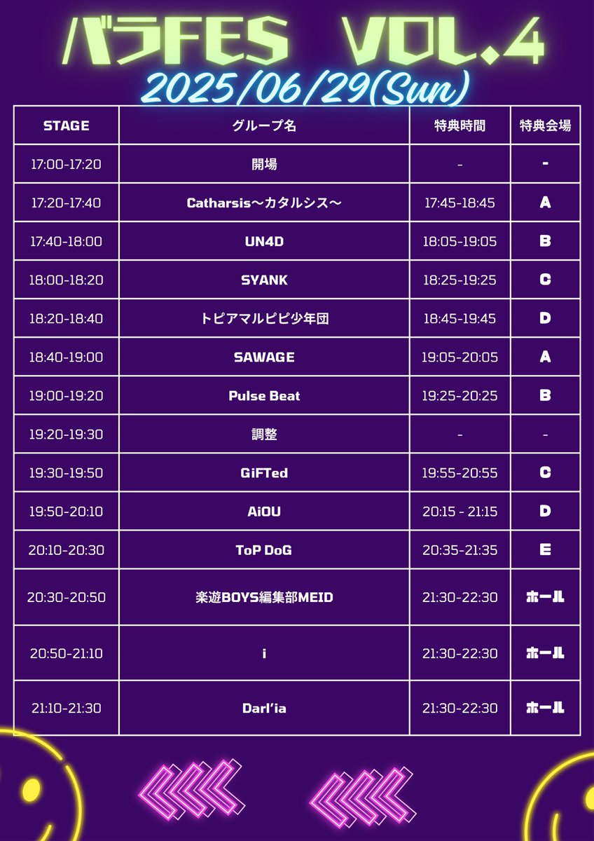 ⭐️6/29(日)#トピアマルピピ少年団
 はこちら👇

『バラッチェ』
・GOTANDA G6

○トピアマルピピ少年団
🎤18:20-18:40
○物販
🗣️18:45-19:45

t.livepocket.jp/e/18jkh