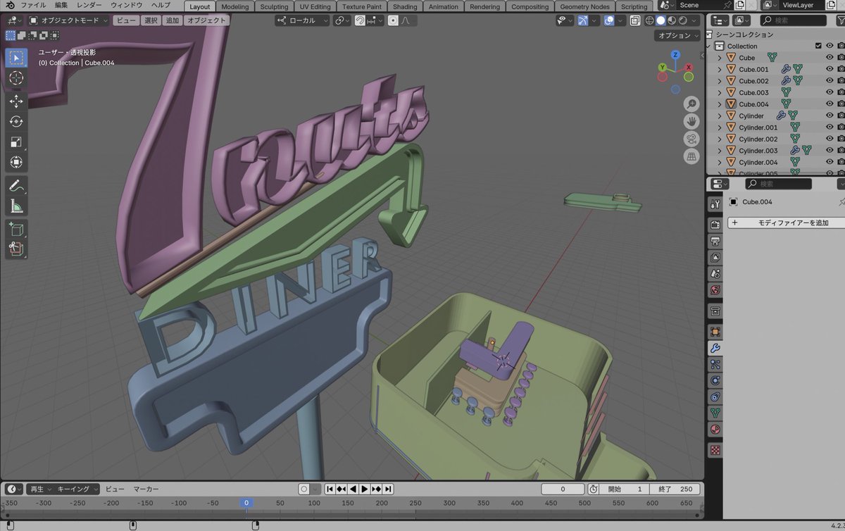 カウンターの作成🍹✨

#blender #blender初心者
#b3d #3DCG
#diner　#restaurant 
#VRChat  #Vtuber