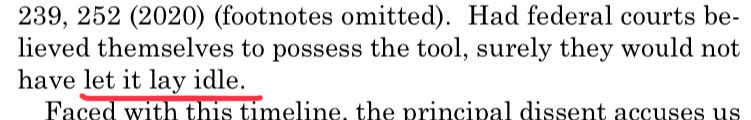 Uncharacteristic error in Justice Barrett’s opinion for the Court in yesterday’s Trump v. CASA, a “lay” that should be “lie.” supremecourt.gov/opinions/24pdf…