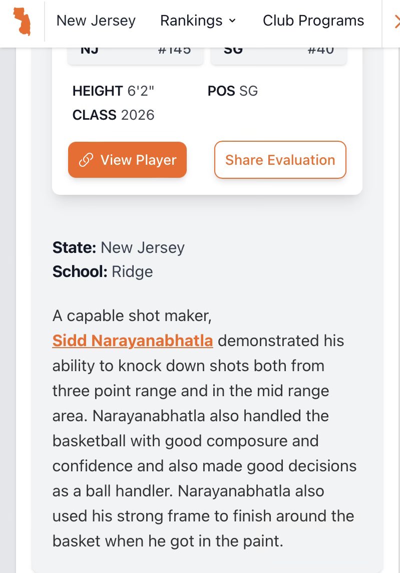 Siddharth Narayanabhatla (@sidd_naray) on Twitter photo Grateful to be named a <a href="/PrepHoops/">Prep Hoops 🏀</a> standout at Jersey Live last week.
<a href="/CoachBill_L/">Bill Lester</a> <a href="/NJBeasts/">New Jersey Beasts</a> <a href="/CoachNoff/">Brian Aronoff</a> Grateful to be named a <a href="/PrepHoops/">Prep Hoops 🏀</a> standout at Jersey Live last week.
<a href="/CoachBill_L/">Bill Lester</a> <a href="/NJBeasts/">New Jersey Beasts</a> <a href="/CoachNoff/">Brian Aronoff</a>