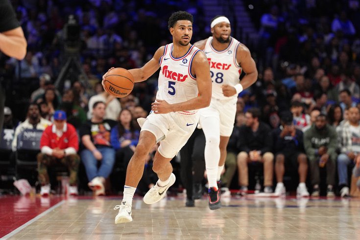 Will_Rucker3_AD's tweet image. Sixers current projected 10 man rotation
G Tyrese Maxey/Jared McCain
G Q Grimes/VJ Edgecombe
F Paul George/Kelly Oubre
F G Yabusele/Justin Edwards
C Joel Embiid/Adem Bona