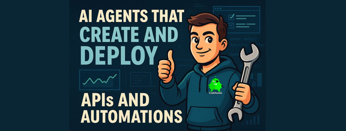 knutmt's tweet image. Agents shouldn’t just use tools — they should create them.

We built an open-source MCP server for Codehooks.io that lets AI agents build APIs, automations, and integrations from natural language.

Check it out → github.com/RestDB/codehoo…

#AI #Agents #MCP #APIs…
