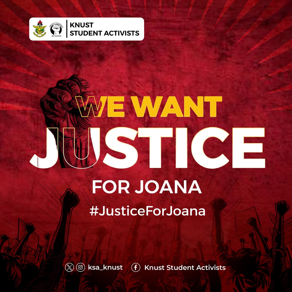 KSA_KNUST's tweet photo. We remember Joana and demand justice! Let's keep her memory alive with #JusticeForJoana. It's time for action, Let's demand #JusticeForJoana and work towards a safer, more just society. Our voices matter. Retweet, Share &amp; Comment. 🕊️🌹💔 https://t.co/xKlqSHC6zq