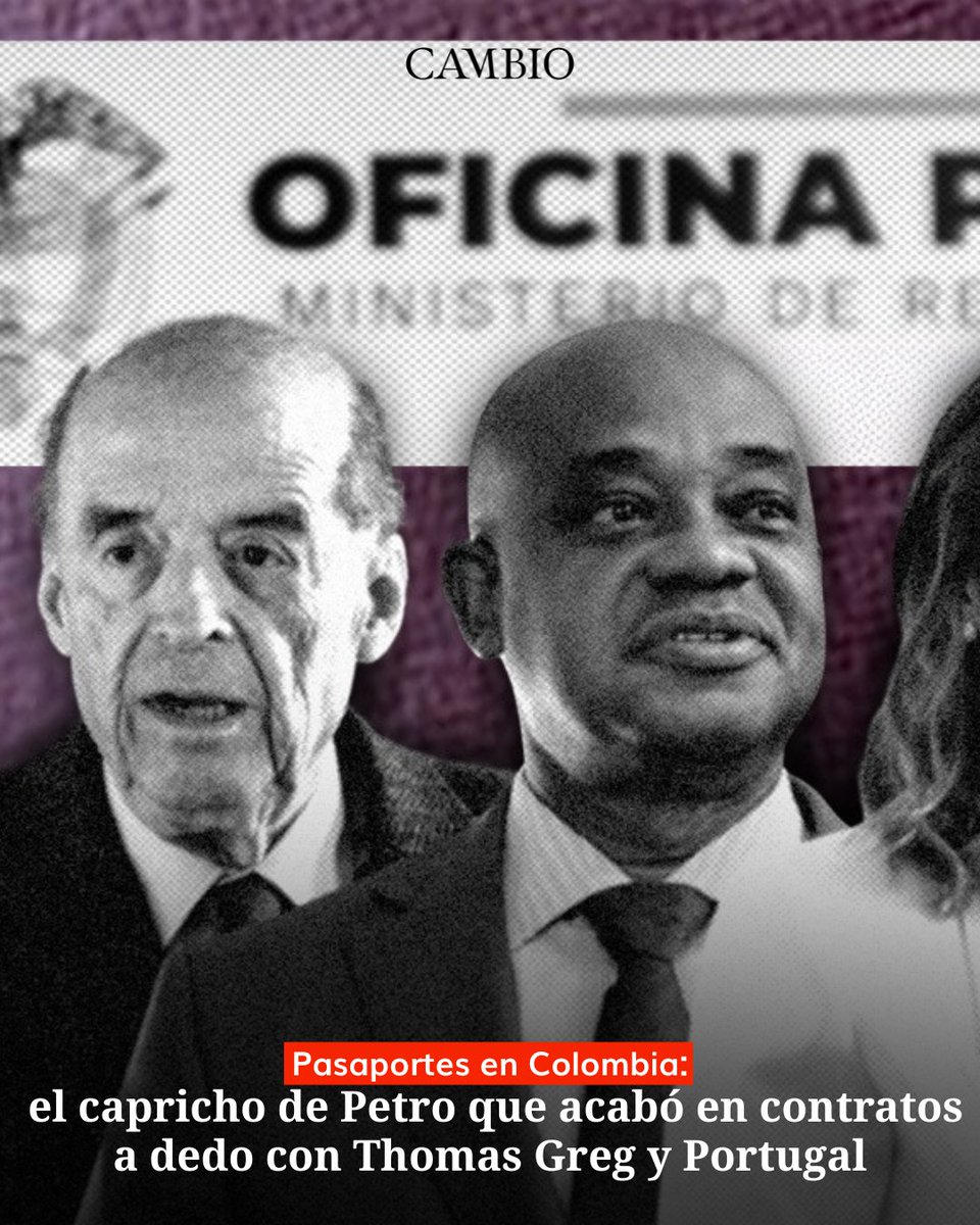 CAMBIO revela cómo, por la orden de Gustavo Petro de sacar a la empresa Thomas Greg and Sons del negocio de pasaportes, el Gobierno de Colombia terminó prorrogando tres veces el contrato con esa empresa.

cambiocolombia.com/poder/pasaport…