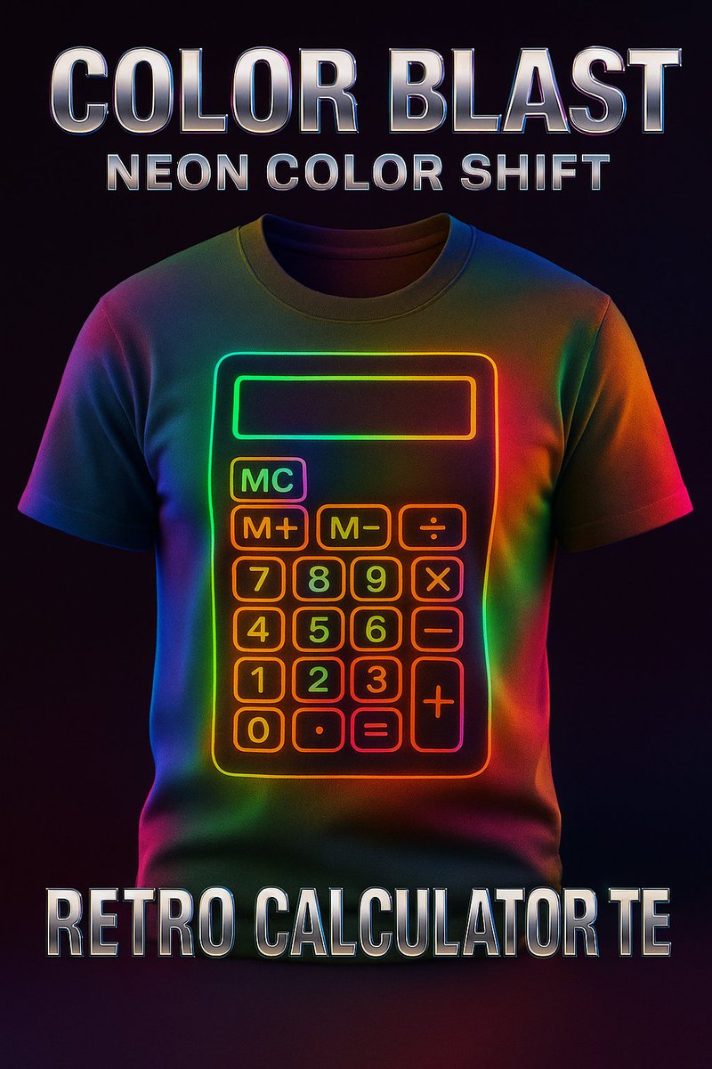 designdelight24's tweet image. Unisex Organic Cotton Neon Retro Calculator Tee | planet-kind durability in a neon-retro graphic that actually lasts. Tap link👇 designdelightstudio.myshopify.com/products/unise… #Fashion #OrganicCotton #RetroTee #GenZStyle #EcoFriendly #CalculatorTee #Streetwear #ShopSmall