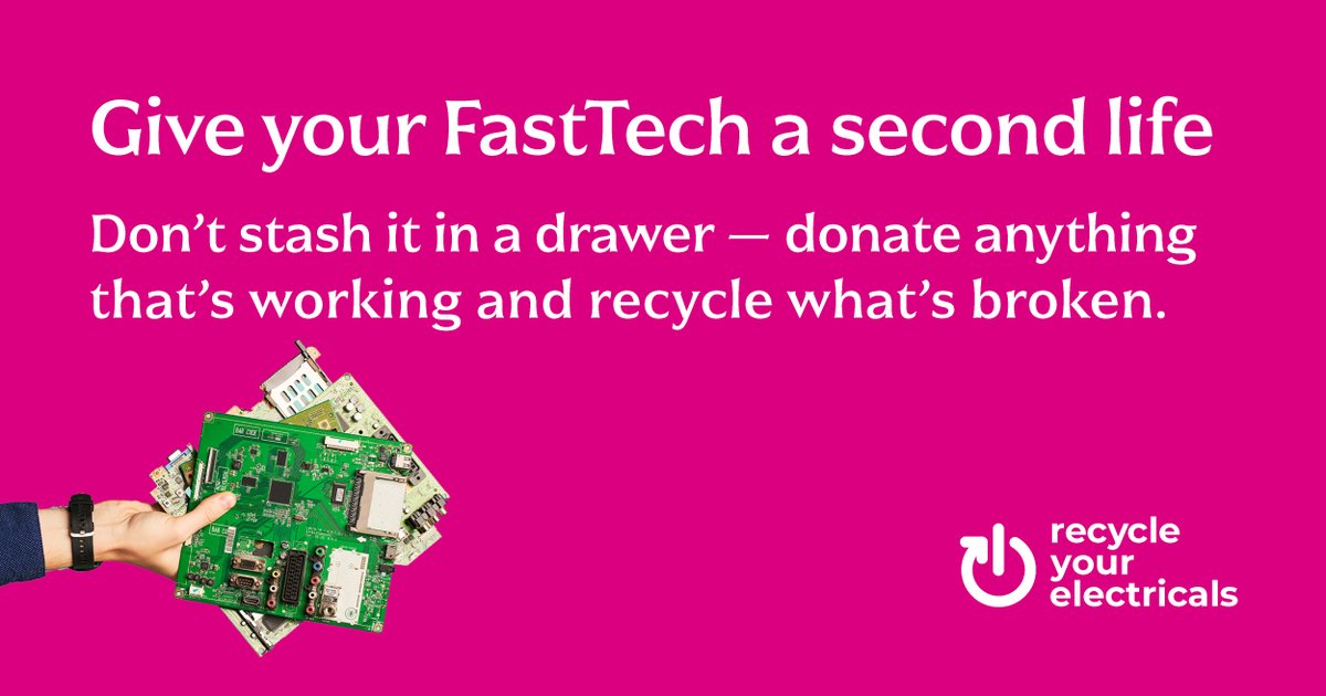 Our appetite for FastTech is growing. We bought 1 billion small, cheap electricals in the UK in the last year and over half of them were binned.  

By making sure these items are recycled when we’ve finished with them, the materials in them can be reused. 
ow.ly/o7fi50Wg7Ze