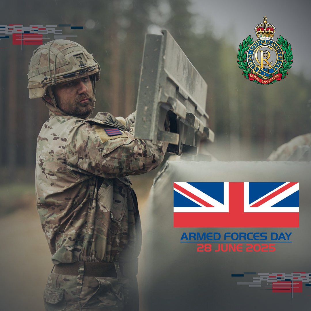 🇬🇧 Today is Armed Forces Day 🇬🇧
A day to honour the bravery, dedication, and sacrifice of our Armed Forces — past and present.

To our incredible #SapperFamily:
Thank you for your service, your strength, and your dedication 💪

#RoyalEngineers #BritishArmy
