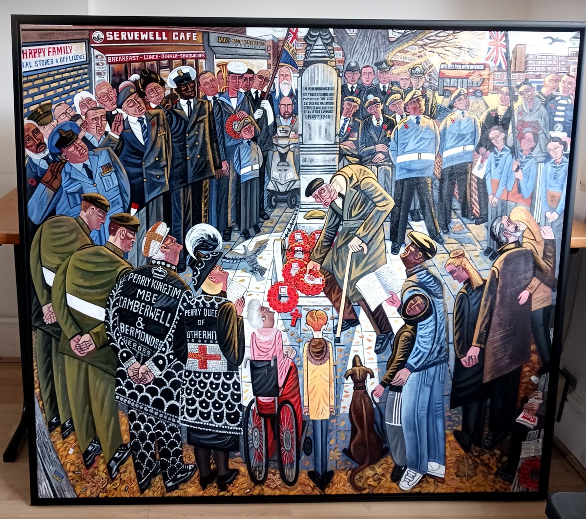 My framer Amir with a beautiful tray frame he built for Remembrance West Lane Rotherhithe, exhibiting July 4-July 20 in Streetlife Serenade @ House of Annetta Spitalfields.

Limited edition prints available sold in aid of <a href="/UNICEF/">UNICEF</a> 
edgrayart.com/shop/remembran…