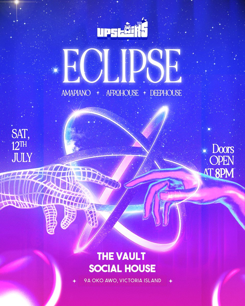 🔥 Lagos, are you ready to dance under the stars?
ECLIPSE lands July 12th 🌑✨
Amapiano. Afrohouse. Deephouse.
8PM | The Vault Social House, VI
#UpstairsEclipse #LagosNights #EclipseParty

Tickets:
jetronticket.com/events/upstair…