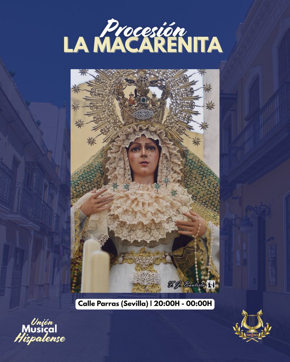 ¡Hoy tocamos!

En la tarde de hoy Sábado, tendremos el honor de sonar por el sevillano barrio de la Macarena, poniendo nuestros sones tras “La Macarenita” de la C/ Parras en su salida procesional a partir de las 20:00h.
#SuenaUMHispalense