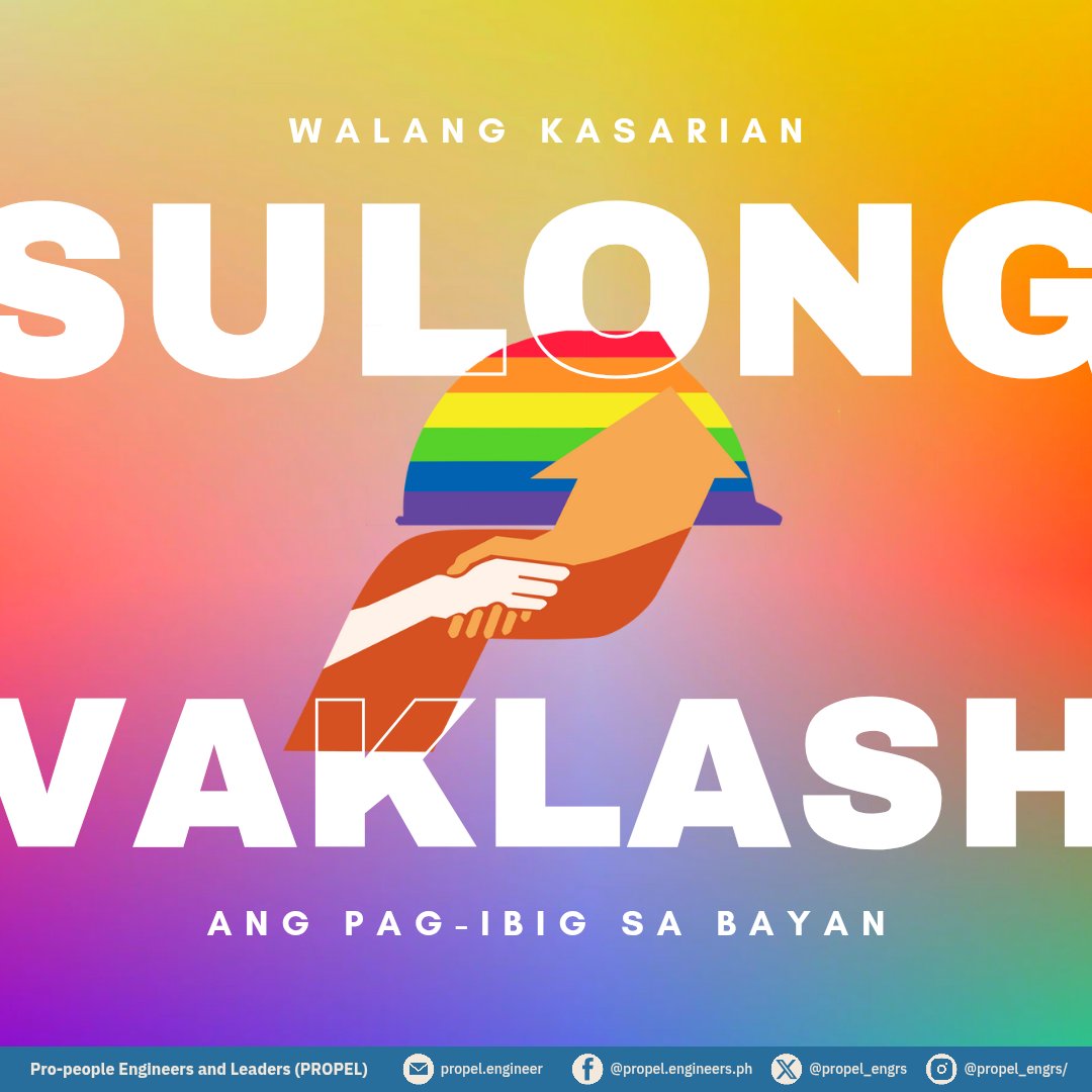 propel_engrs's tweet image. 👨🏭👩🏭🌈 Color-coded hard hats = DIVERSITY AND EQUALITY 🌈👷♂️👷♀️
Nakikiisa ang @propel_engrs sa pagdiriwang ng Pride Month ngayong Hunyo. Kasama ang mga inhinyero ng bayan sa laban para isulong ang karapatan ng LGBTQIA+ sa ating lipunan. Love-laban tungo sa kaginhawaan ng bayan!
