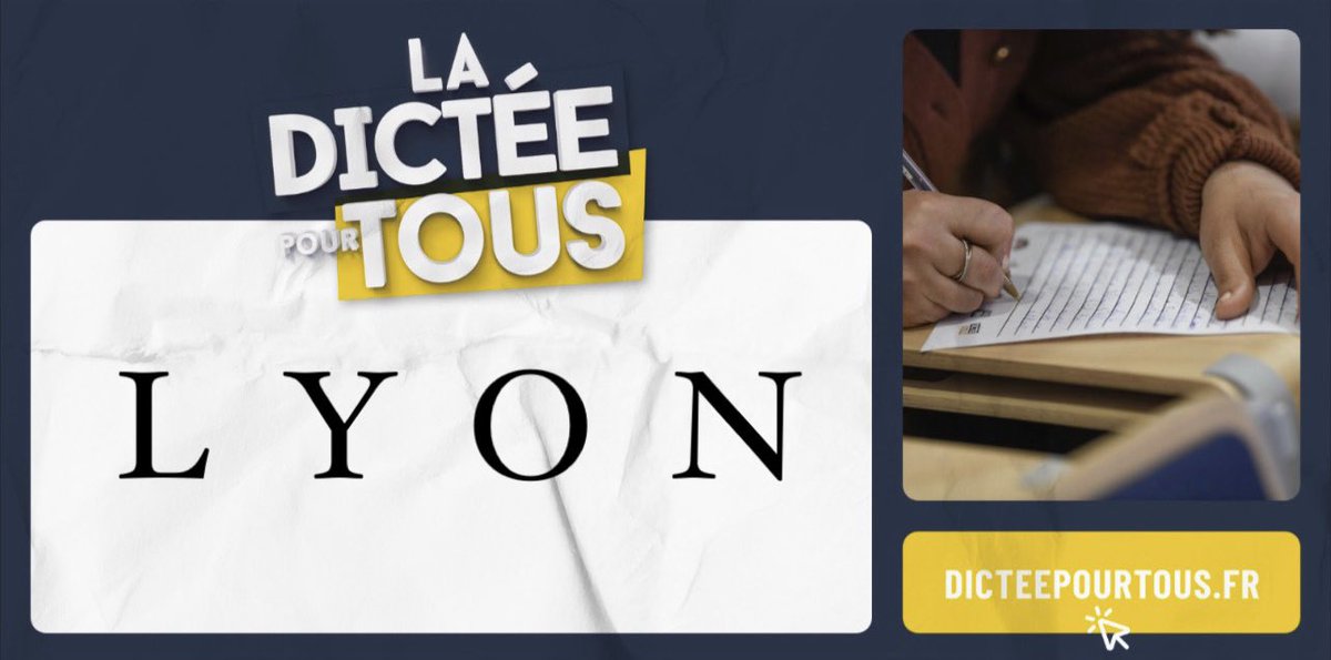 Abdellah Boudour Dictée 📝 (@abdellahboudour) on Twitter photo Aujourd’hui, il y a dictée à #LYON avec SPORT dans la VILLE. <a href="/SDLV_Officiel/">Sport dans la Ville</a>
dicteepourtous.fr
#dictee #dictée #dicteegeante #grandedictee #dicteepourtous Aujourd’hui, il y a dictée à #LYON avec SPORT dans la VILLE. <a href="/SDLV_Officiel/">Sport dans la Ville</a>
dicteepourtous.fr
#dictee #dictée #dicteegeante #grandedictee #dicteepourtous