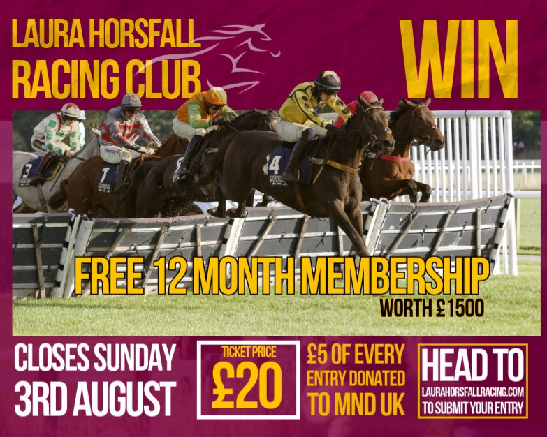Entered our draw yet?

Win a Year’s Free Membership with two exciting horses about to go Novice Chasing

Find out more: laurahorsfallracing.com/post/win-a-yea…