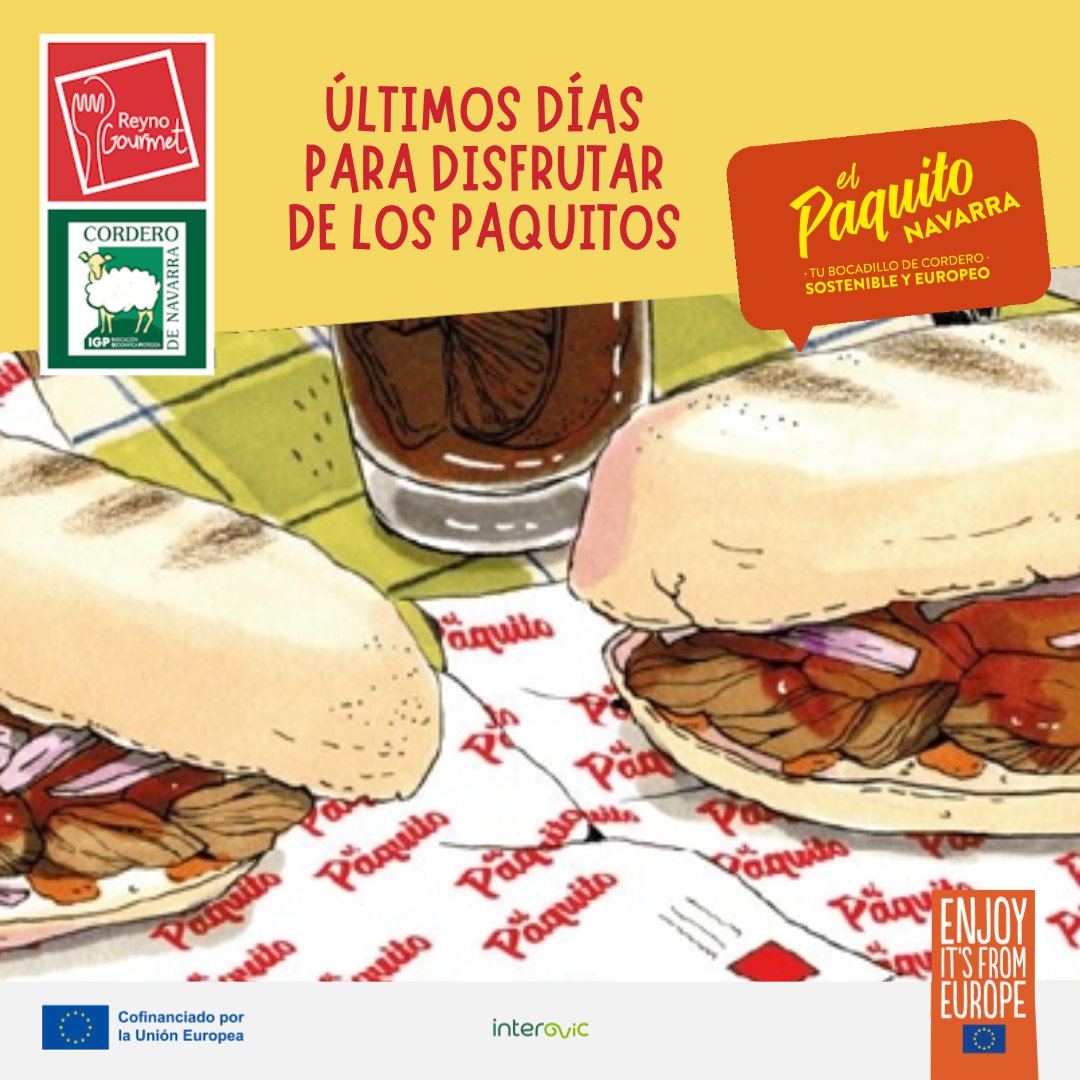 Últimos días de la Ruta del #Paquito en Navarra de <a href="/interovic/">@Interovic</a> con IGP Cordero de Navarra @reyno_gourmet

Disfruta en los establecimientos participantes de bocadillos, sandwiches, brioches, talos... con IGP Cordero de Navarra. 

¿Cómo prefieres disfrutar el Paquito de Cordero?