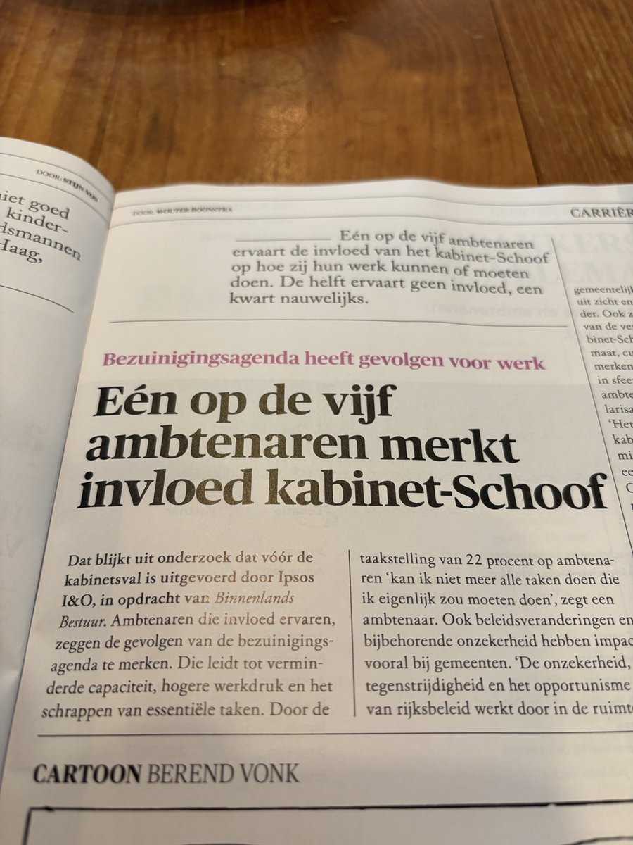 En vier op de vijf ambtenaren, 80% (dus) niet. 🤨
En 41% ervaart dilemma omdat het beleid niet overeen komt met (de eigen) politieke overtuiging. Dan heb je als ambtenaar volgens mij echt de verkeerde werkomgeving gekozen. Bijzondere berichtgeving in ⁦<a href="/BBnieuws/">Binnenlands Bestuur</a>⁩ .