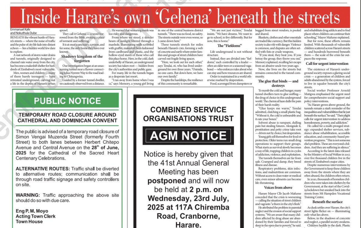 emmanuel_kafe's tweet image. #Latest from @HeraldZimbabwe #CheckPoint - A vast network of storm water drains and tunnels, originally designed to channel rain water away from the city, has become a makeshift shelter for hundreds of Zimbabwe’s most vulnerable.heraldonline.co.zw/inside-harares…