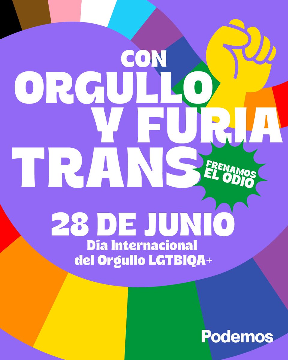 Orgullo LGTBIQ+ para que todas las personas puedan vivir su vida y no solo imaginarla: no es democracia si no estamos todas, todos y todes

Orgullo, memoria, visibilidad y furia trans para frenar el odio y avanzar en derechos y vidas dignas.