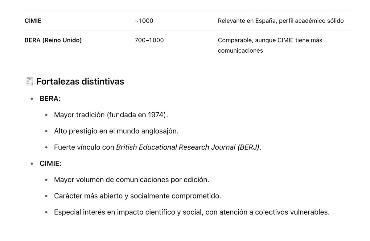 ChatGPT 4-5 me dice esto sobre los congresos anuales de investigación educativa de BERA (de la Asociación Británica) y CIMIE (de la asociación AMIE) #cimie25: